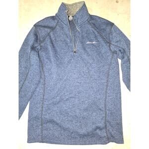 Mens Eddie Bauer 1/4 Zip Sweat Shirt Blue & Gray Pre-owned Excellent